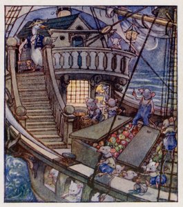 Kinderversje: Ik zag een schip zeilen (kleur litho)