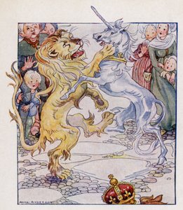 Kinderversje: De leeuw en de eenhoorn (kleur litho)