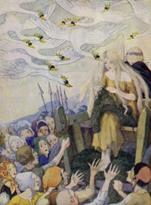 De Wilde Zwanen (kleur litho)
