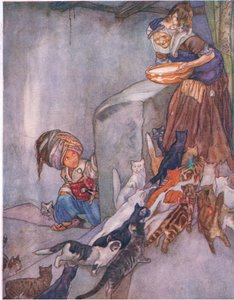 Melk voor de familie, uit Het Grote Boek voor Kinderen (Herbert Strang) uitgegeven door Humphrey Milford, Oxford University Press, ca. 1920 door Anne Anderson