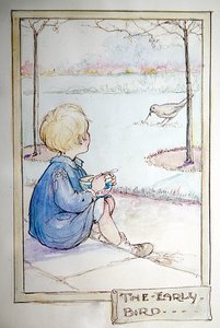 De Vroege Vogel - Lijster die een Worm Vangt door Anne Anderson