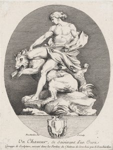 Een Jager die een Beer Grijpt, 1737 door Anne Claude Philippe de
