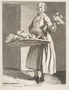 Bloemenverkoper, 1738 door Anne Claude Philippe de Caylus
