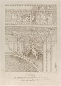 Griezels: (detail) van de stucwerkreliëfs die het Colosseum in Rome versieren, met een vleugel..., ca. 1729 door Anne Claude Philippe de Caylus