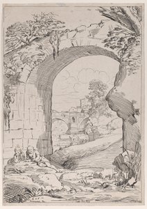 Landschap met Brug, 18e eeuw door Anne Claude Philippe de Caylus