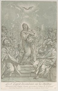 Pinksteren, met de Maagd in het midden, de Heilige Geest erboven, en Apostelen, ca. 1729