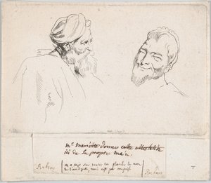 Twee studies van hoofden door Anne Claude Philippe de Caylus