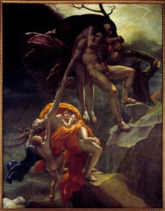 Zondvloedscène. Schilderij door Anne Louis Girodet de Roucy-Trioson (Anne-Louis Girodet de Roucy Trioson)