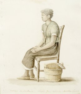Profielportret van een Zittende Afro-Amerikaanse Schoonmaakster, ongedateerd door Anne Marguerite Hyde de Neuville