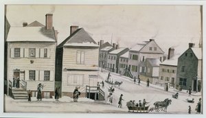 De Hoek van Warren en Greenwich Street, 1809 door Anne Marguerite Hyde de Neuville