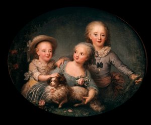 Portret van de kinderen van Charles X, schilderij door Anne Rosalie Filleul (1752-1794), 1781