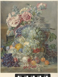 Stilleven met vruchten en bloemen