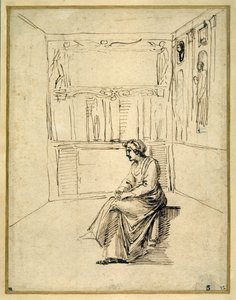 Een vrouw zittend in een kamer door Annibale Carracci