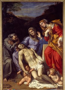 Piëta met Sint Franciscus van Assisi en Sint Maria Magdalena Schilderij door Annibale Carracci (1560-1609). 1602. Dim. 2,77x1,87 m