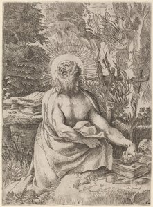 Sint-Hieronymus in de wildernis door Annibale Carracci