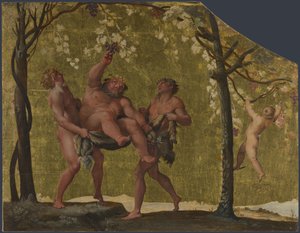 Silenus verzamelt druiven door Annibale Carracci