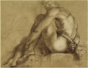 Zittende naakt door Annibale Carracci