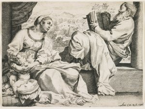 De Heilige Familie met Sint Johannes de Doper door Annibale Carracci