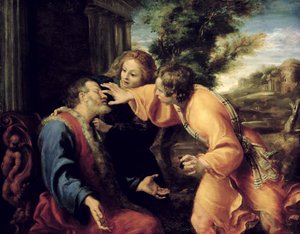 De jonge Tobias geneest zijn blinde vader door Annibale Carracci