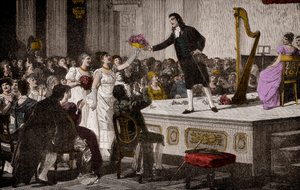 Niccolo Paganini (1792-1840) eerste triomfen - Houtsnede naar schilderij van Annibale Gatti door Annibale Gatti
