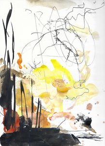 Abstract Golden Reeds door Annick