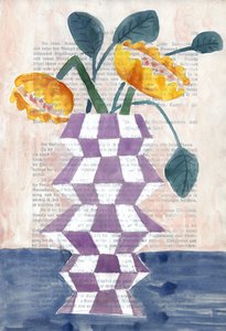 Vaas met gouden bloemen door Annick