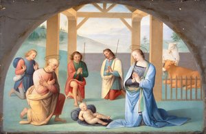 Aanbidding van het Kind Jezus (naar Perugino) door Annie Louisa Swynnerton