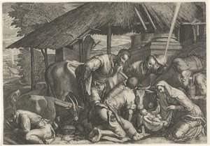 Aanbidding der herders met slapende herdersjongen