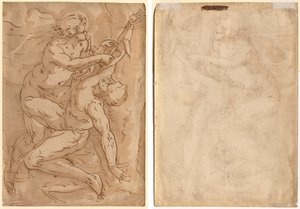 Apollo Villende Marsyas (recto) Twee Schetsen van een Moeder en Kind (verso)