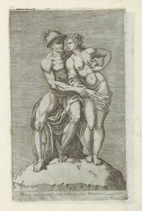 Beeldengroep met Mercurius en een godin door Anonymous