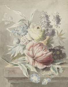 Bloemen op een plint liggende door Anonymous