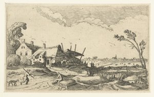 Boerderij aan een pad en vergezicht over velden