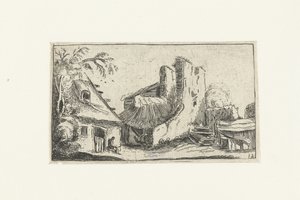 Boerderij bij ruïnes van een muur