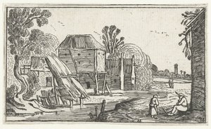 Boerderij en schuur op palen aan een water
