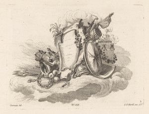 Cartouche met wapens door Anonymous