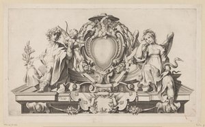 Cartouche voor het wapenschild van een kardinaal door Anonymous
