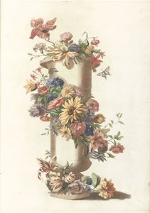 Cilindrische vaas met bloemenkrans door Anonymous