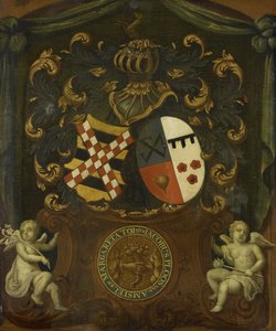 De alliantie-wapens van Jacob Ploos van Amstel en Margareta Tol, 1683