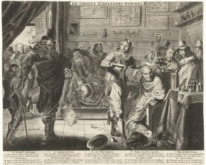 De boer in de grote barbierswinkel, ca. 1650 door Anonymous