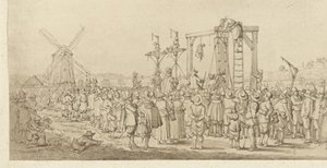 De doodskist van Ledenberg wordt aan de galg gehangen, 1619
