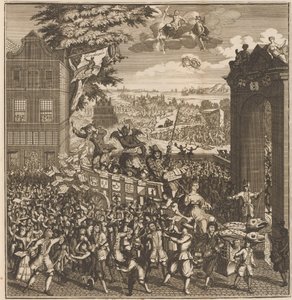 De kermiskraam van de actiehandelaars, 1720 door Anonymous