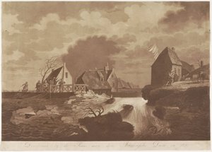 Doorbraak van de Arkelse dam bij Gorinchem, 1820 (title on object)