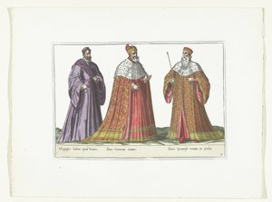 Drie mannen gekleed volgens de Italiaanse mode, ca. 1580 door Anonymous