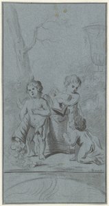 Drie putti bij een boom