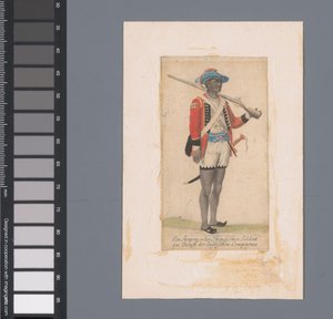 Een zwarte soldaat in dienst van de Britse Oost-Indische Compagnie