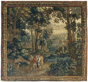 Eendenjagers vangen en boeien een stroper (Het volksleven naar Teniers)