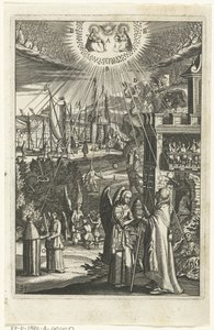 Embleem met de mens die zich in alles bewust is van de alomtegenwoordigheid van God