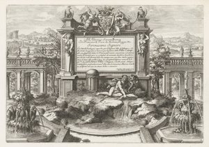 Fontein met opdracht aan en wapen van Ercole II d