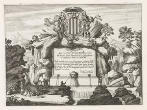 Fontein met opdracht aan en wapen van Giovanni Francesco Negroni door Anonymous