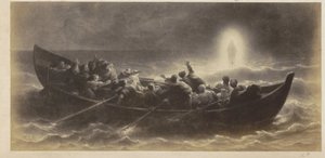 Fotoreproductie van (vermoedelijk) een prent van apostelen die Christus over het water zien lopen door Anonymous